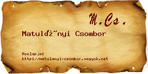 Matulányi Csombor névjegykártya